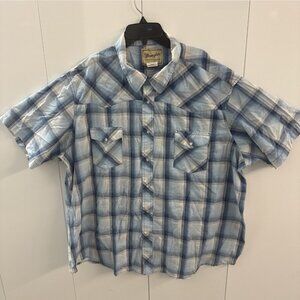 Wrangler Vintage Short Sleeve Check Print Pearl Snap Western Cut Shirt 3XL